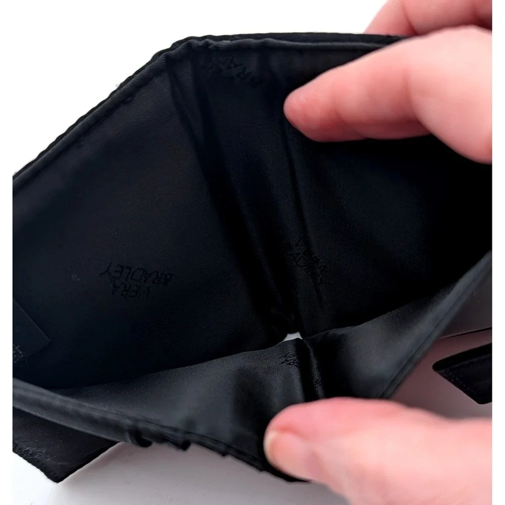 Vera Bradley Black Quilted Microfiber Bifold Wallet with ID Window & Coin Pocket
